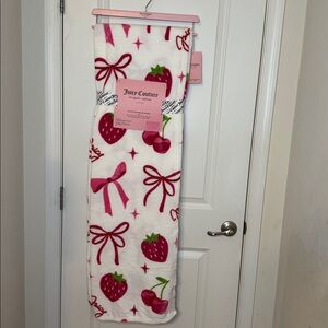 Juicy Couture White Blanket with Pink and Red Accents